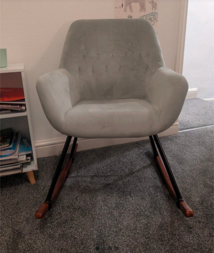 Grey rocking chair wooden - grey, chair,