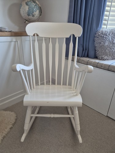 White painted wooden spindled - white,